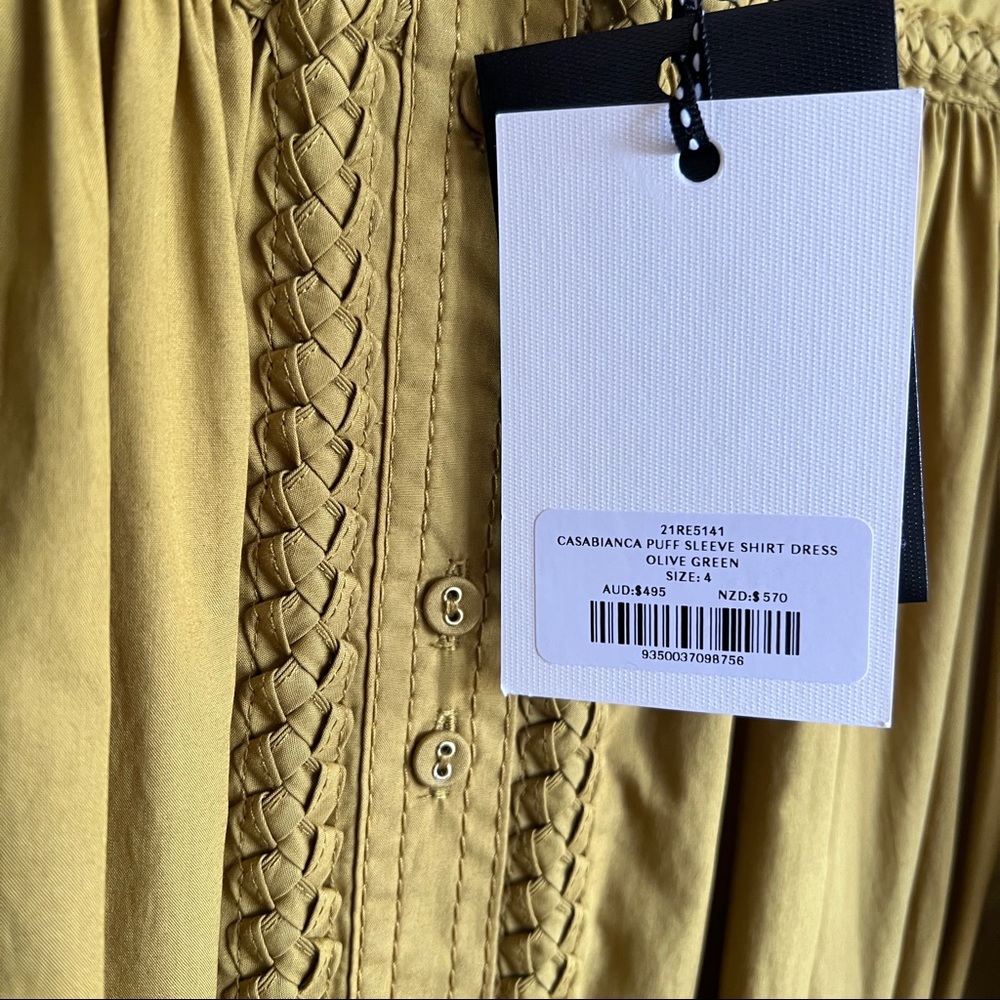 🛑 SOLD 🛑 AJE Casablanca Puff Sleeve Shirt Dress Olive • Size 4 • RRP $495 - Picture 12 of 14